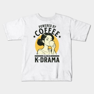 Powered By Coffee And K-drama Kids T-Shirt